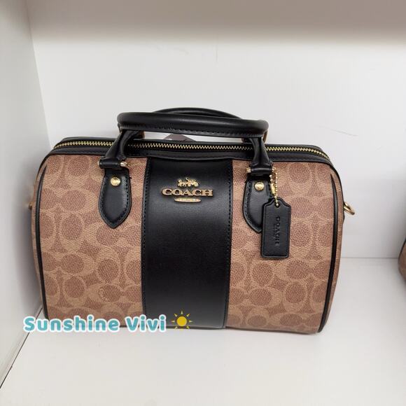 NWT Coach Rowan Satchel In Signature Canvas CW376 Gold/Tan/Black - Picture 1 of 11